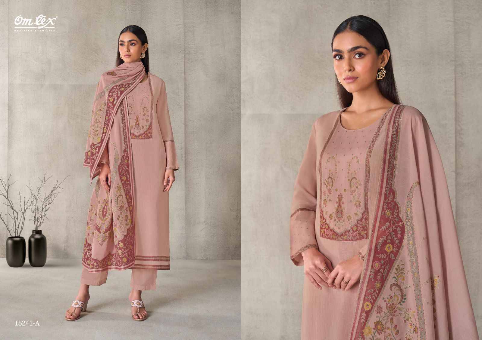 AARVIYA 15241 Series By Om Tex Beautiful Festive Suits Stylish Colorful Fancy Casual Wear & Ethnic Wear MAL CHANDERI SILK DIGITAL Dresses At Wholesale Price
